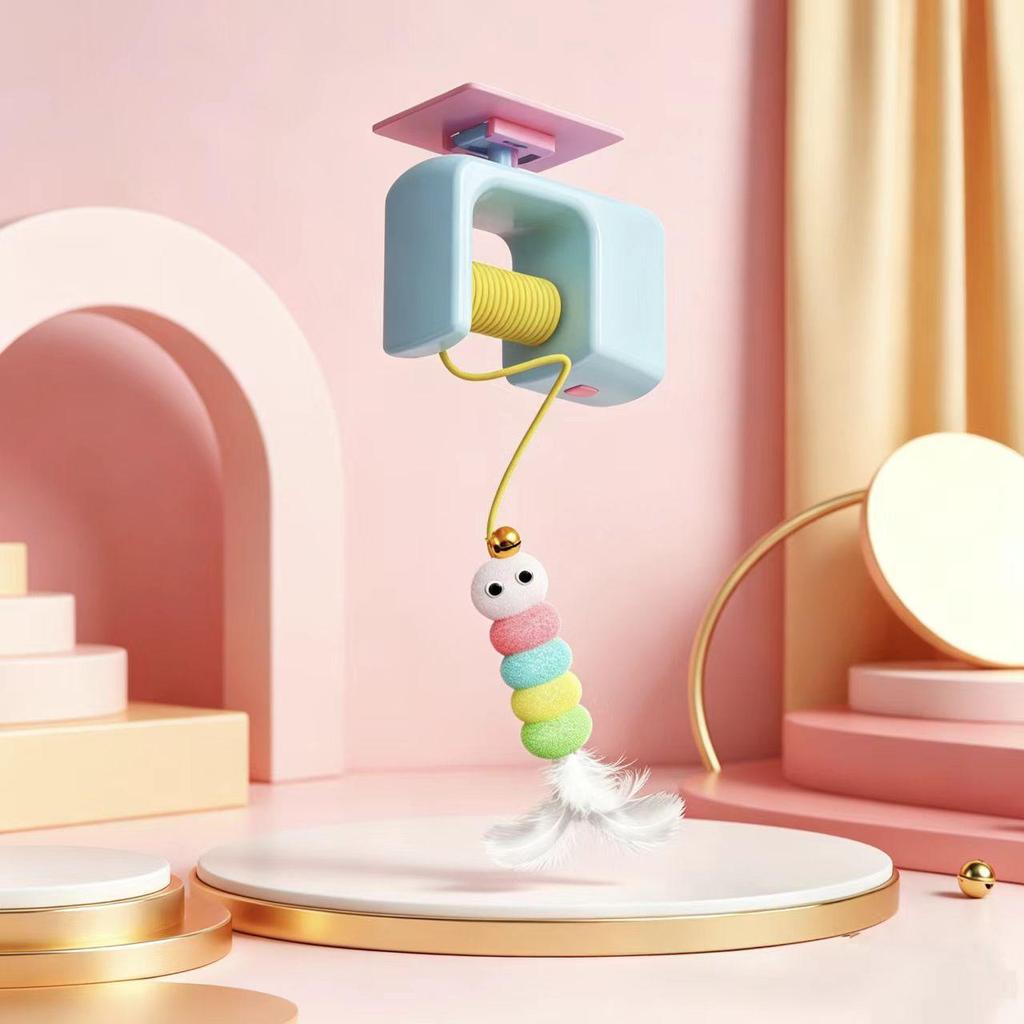 Interactive Electric Cat Toy with Hanging Teaser Stick and Elastic Rope