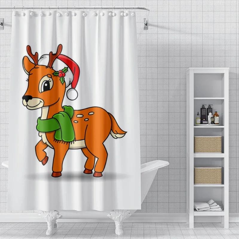 Home Decoration Shower Curtains for Bathroom Waterproof Curtain Fabric Modern Nordic Style Living Room Merry Christmas Winter