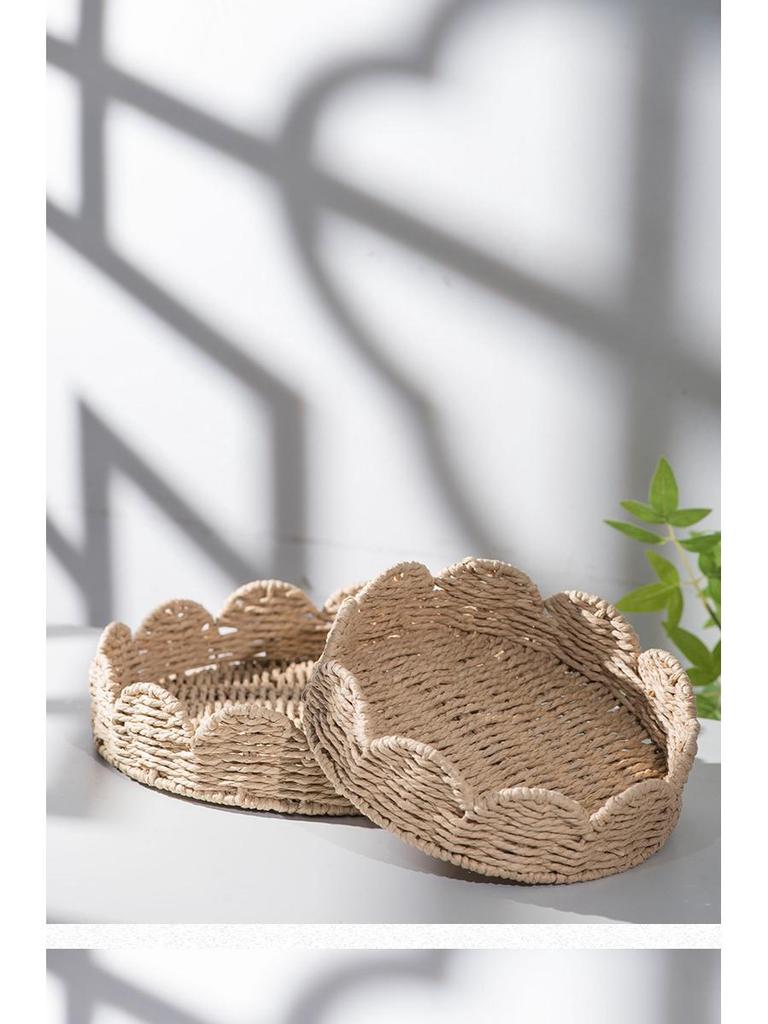 Modern Minimalist Hand-Woven Paper Rope Storage Basket - Desktop Organizer and Creative Home Decor