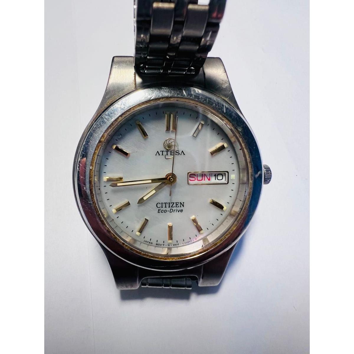 Used CITIZEN ATTESA Eco-Drive Watch Day Date Silver