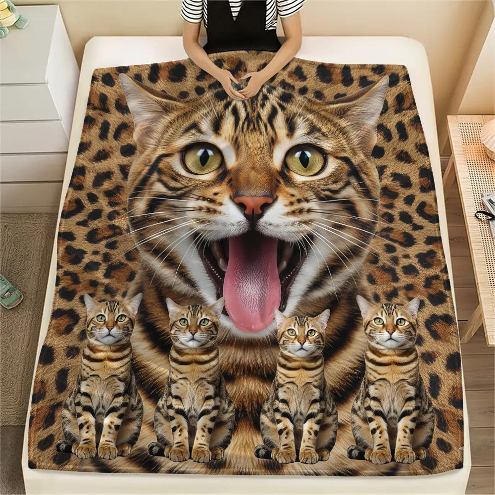 1 Stück Spielzeug Tigerkatzen-Print Flanelldecke, Hohe Qualität, Bequem für alle Jahreszeiten, Heimdekoration, Wärme und Komfort, Perfekt für Geschenke