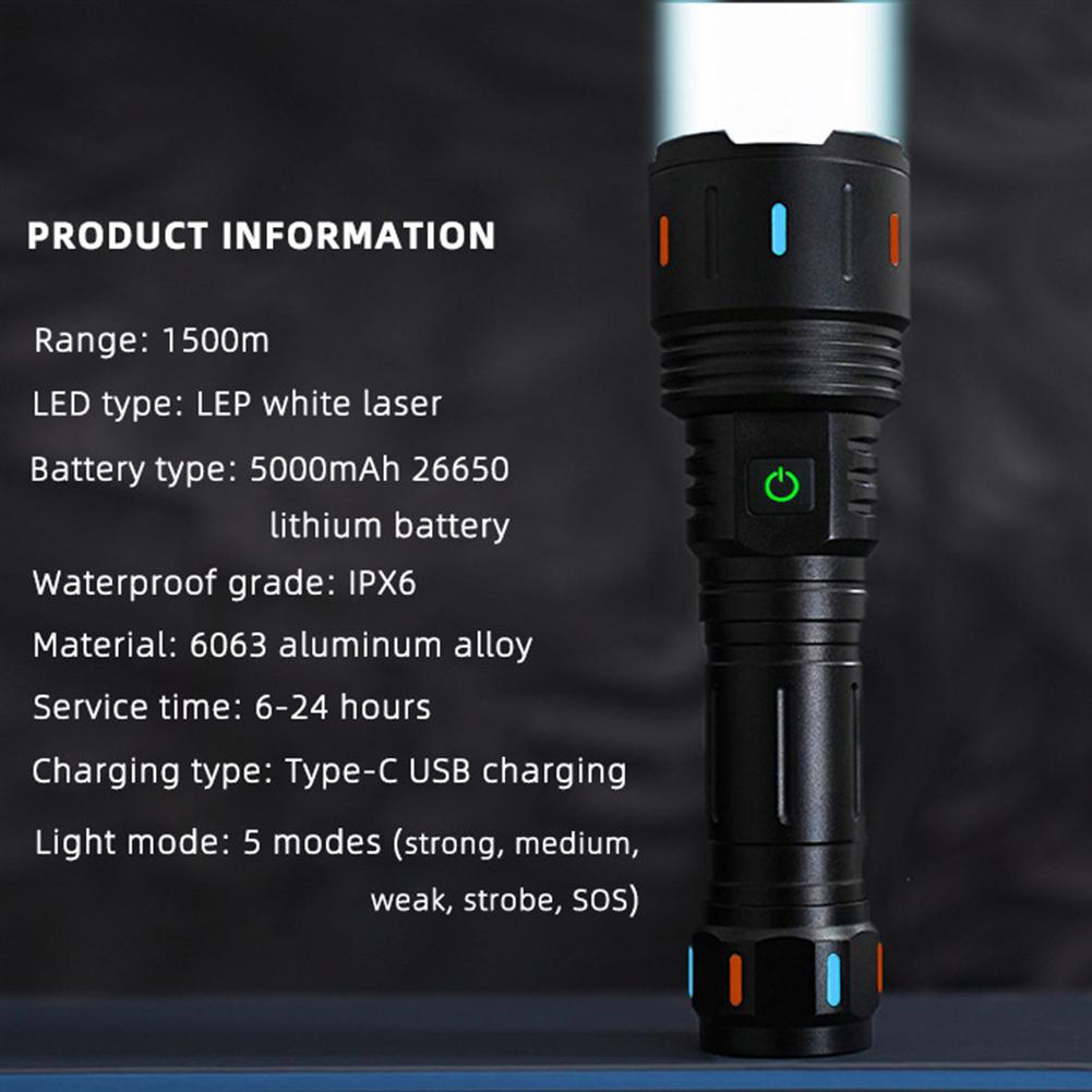 5800 Lumens Flashlight Aluminum Alloy Outdoor Adventure USB-C Charage