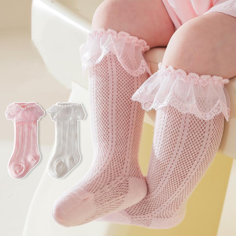 Summer New Baby Socks Cute Lace Flower Thin Mesh Soft Cotton 0-12 Months Newborn Baby Girl Socks