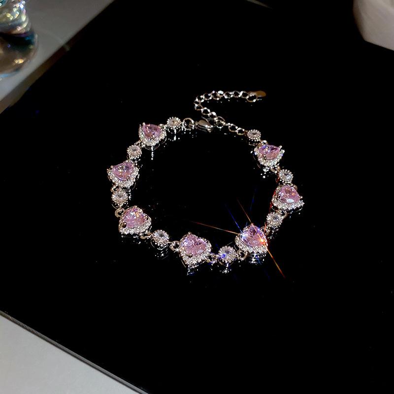 Zircon luxury pink diamond love bracelet ins wind light luxury temperament bracelet new high-end jewelry wholesale