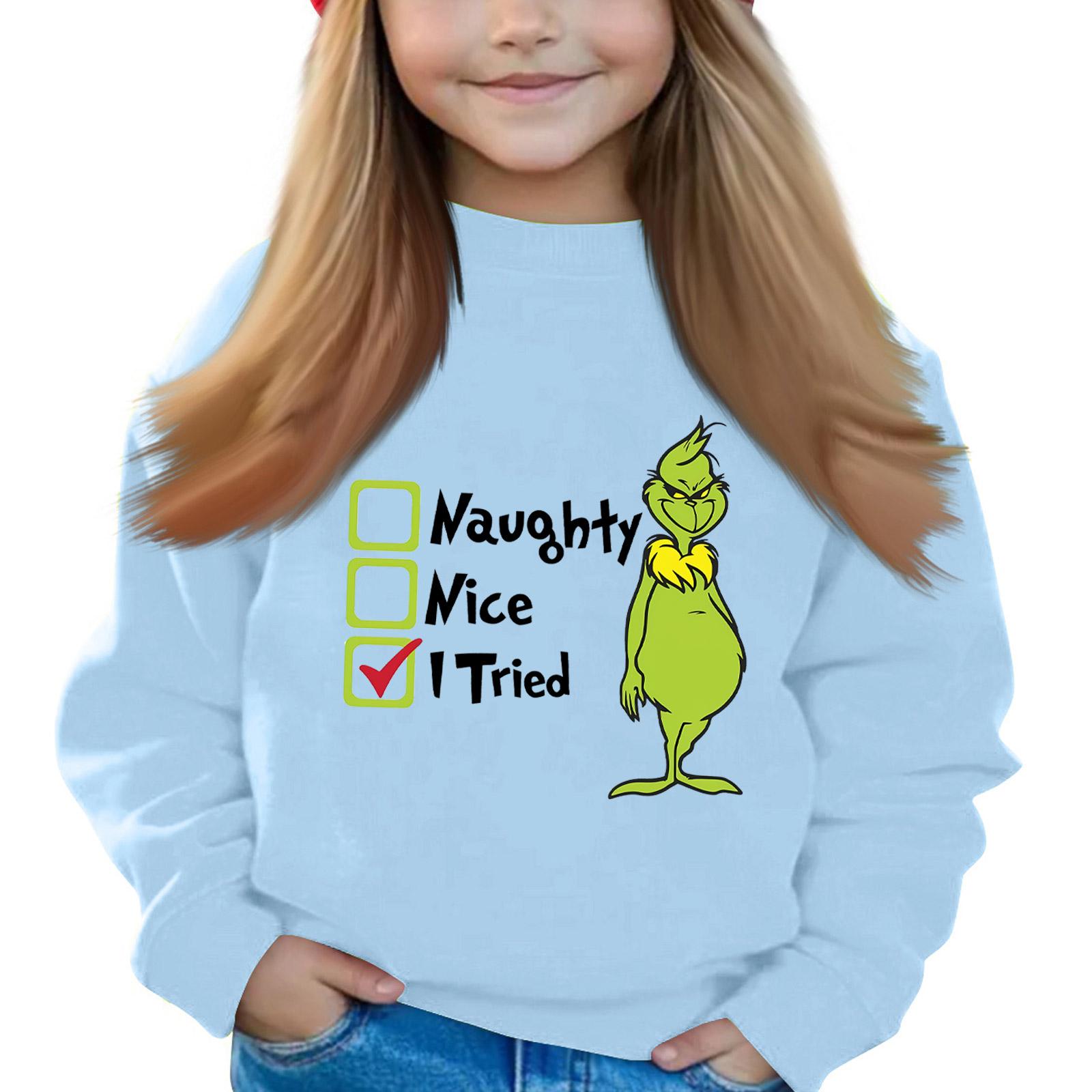 

Рождественские пуловеры с круглым вырезом для девочек, детские топы с принтом 100