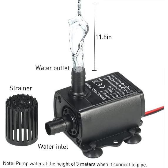 Decdeal Submersible Water Pump Aquarium Fountain with Flow Adjustment Function and USB Interface, DC 5V 4.8W 300L/H Lift 300cm