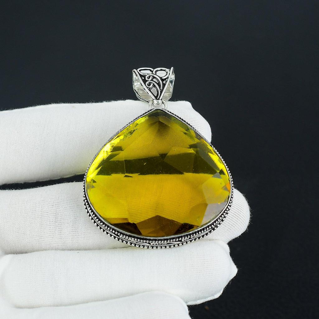 Amazing Citrine Gemstone Silver Pendant In 925 Sterling Silver - Handmade Pear Design, Everyday Wear Jewelry Anniversary Gifts