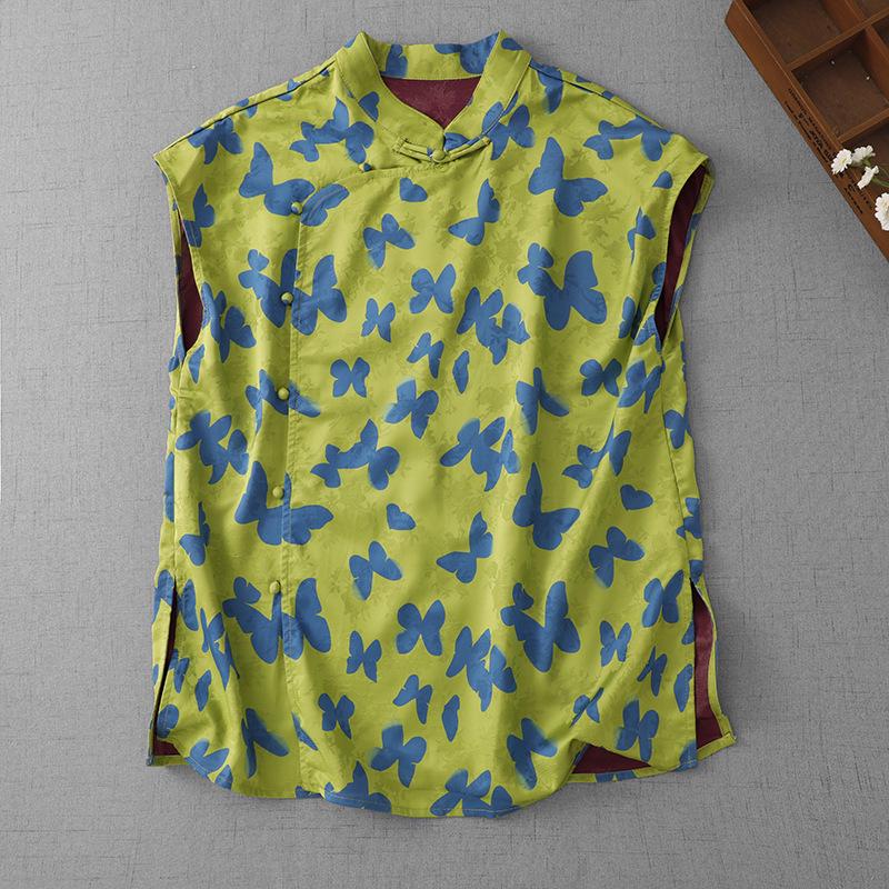 

2025 Summer Trend: Unique Green Short-Sleeved Chinese Style Top XXL зелёный