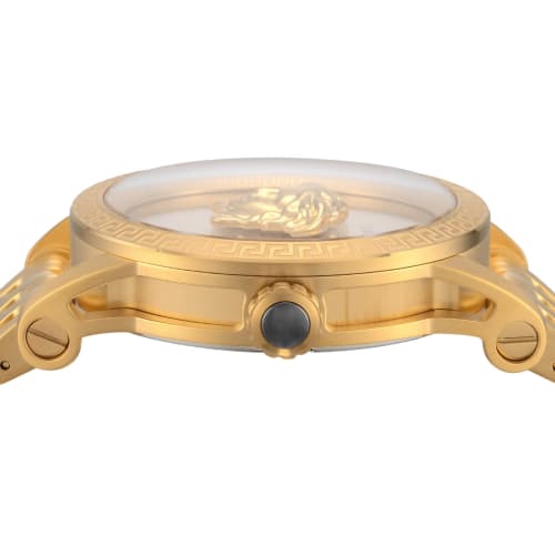 Versace Palazzo Empire 43mm Schweizer Quarz Uhr, Weißes Zifferblatt, Edelstahl, Saphirglas, Gold, VERD00318, Herren