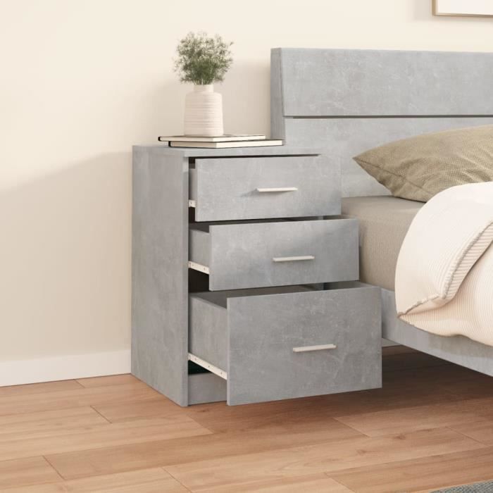 VidaXL Table de chevet Gris béton 40x40x63 cm Bois d’ingénierie808643