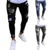 Mid-rise Button Zipper Fly Pockets Embroidery Cartoon Letter Print Men Jeans Distressed