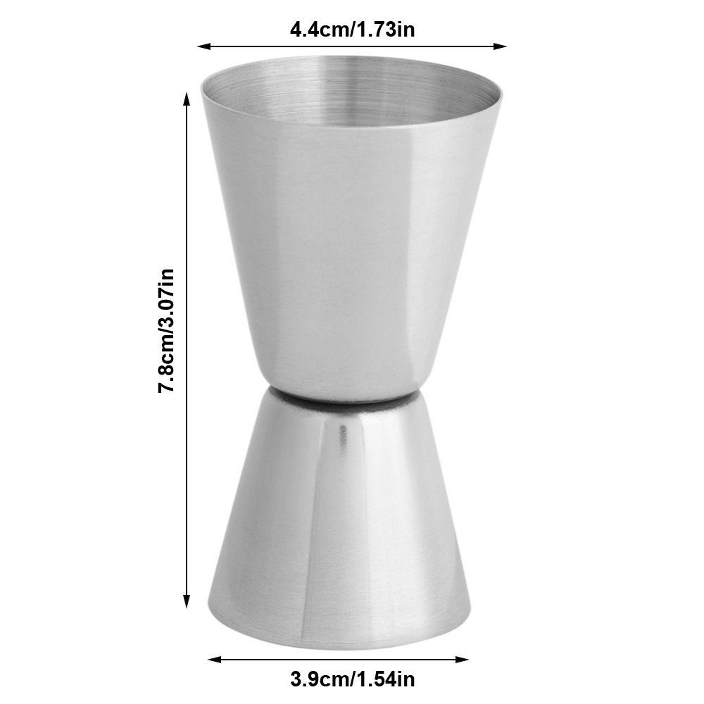 2pcs 20/40ml Stainless Steel Cocktail Jigger Double-Head Design Reversible Pourer Double Head Measuring Cup Silver