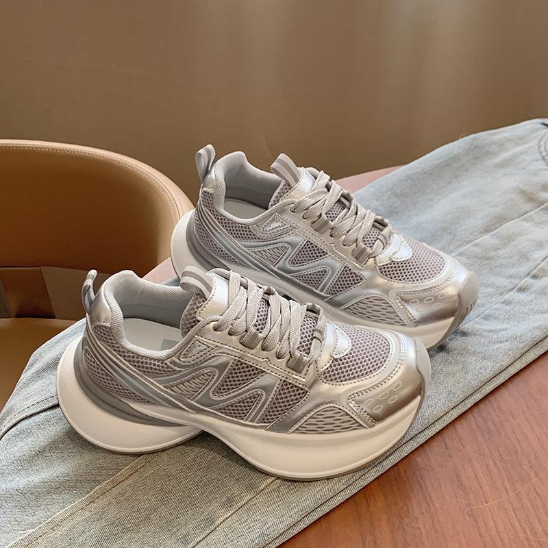 

Летние сетчатые дышащие туфли на платформе с высокой посадкой Daddy Shoes, женская обувь, новые универсальные повседневные кроссовки из натуральной кожи, женская обувь 40