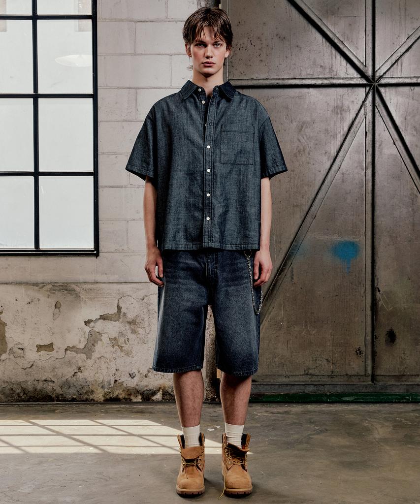 PLAC Short Sleeve Denim Shirt L14 One Black