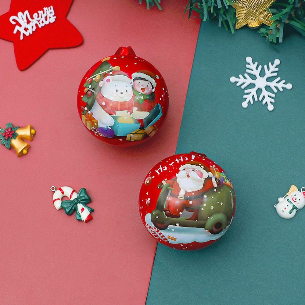 Iron Christmas Tree Balls Pendant Round Gift Packaging Box Christmas Decoration Ball Candy Can  DIY