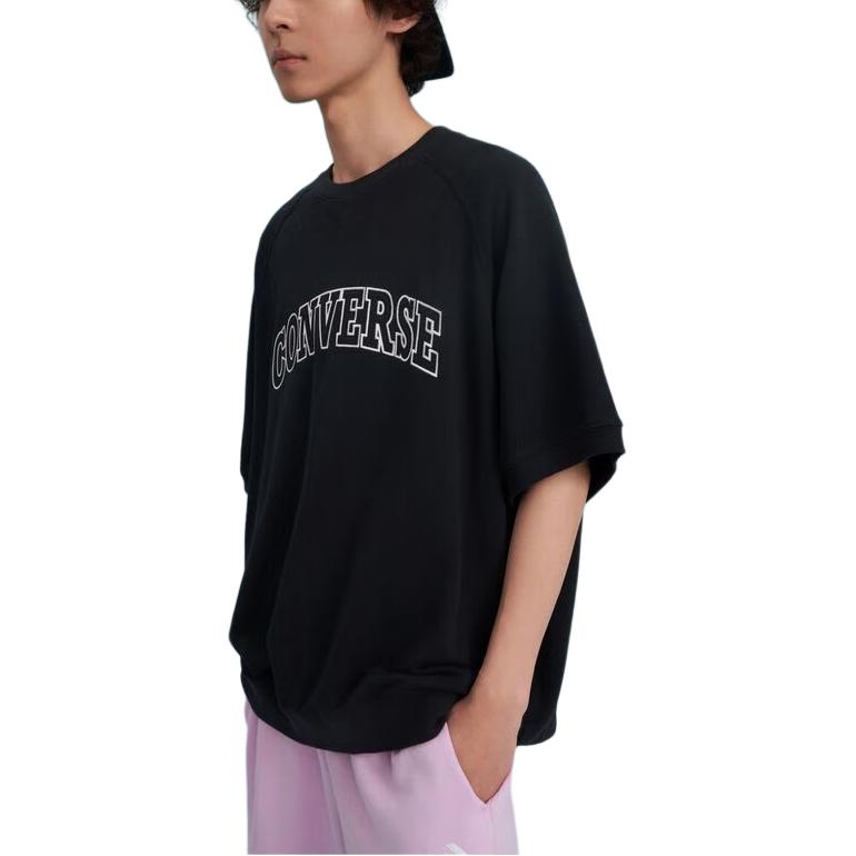 Converse Retro Chuck T Shirts Men's Black Crew Neck Moderate Straight Fit 10026428-A01