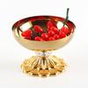Abstract Art Metal Tray, Fruit Bowl, Circular Petal Base High Foot Fruit Tray, Stainless Steel Storage Tray, Snack Plate