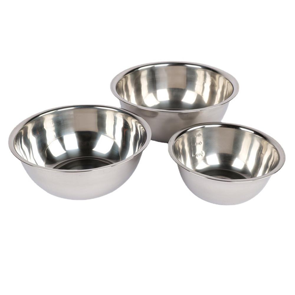 

3Pcs Vegetable Washing Bowl Multifunctional Stainless Steel Mixing Bowl Set Gourmet Bowl Set 900ml+1600ml+2050ml Storage Bowl China Mainland