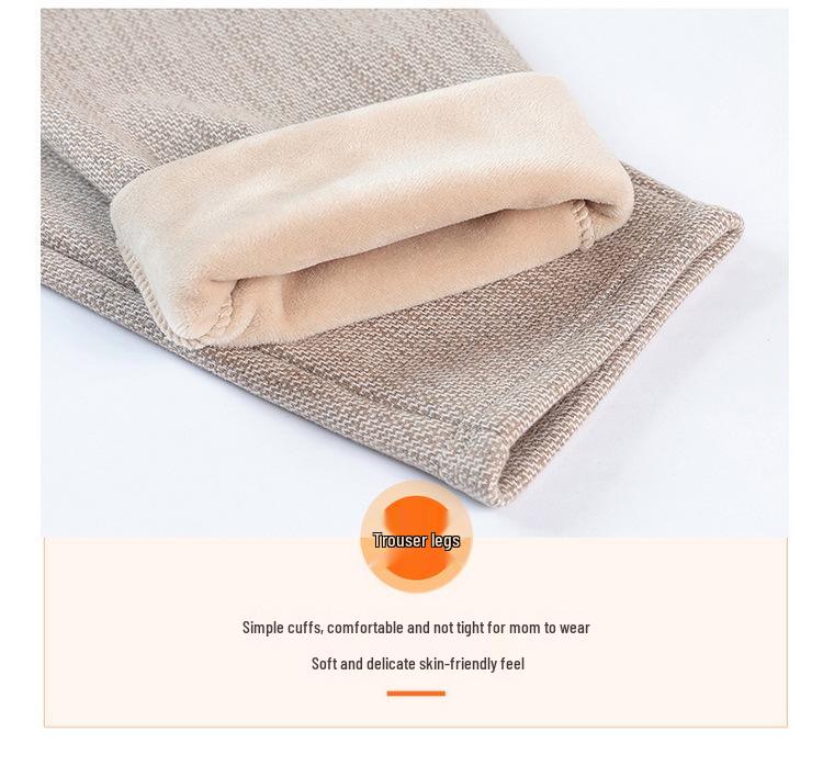 Women's Wool Warm Straight-Leg Pants: Stylish Elastic Waist, Loose Fit for Middle-Aged & Elderly, Autumn/Winter 2025