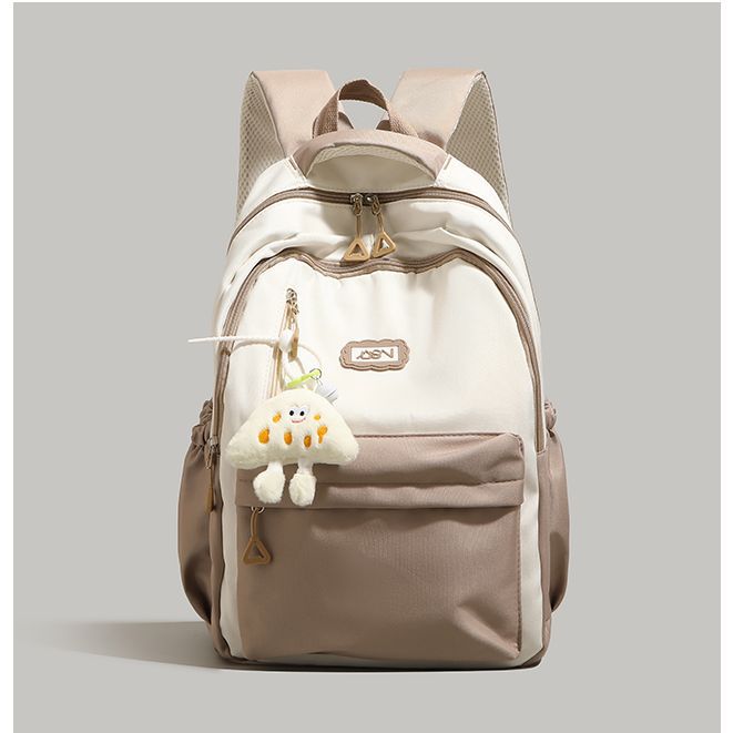 German High-end Contrasting Color Backpack 2025 New Versatile Large-capacity Backpack Women's Junior High School High-value Schoolbag