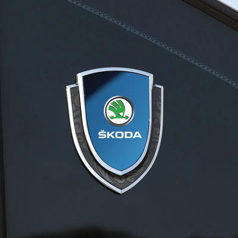 ERQY8 Car Stickers 3D Metal Accsesories for Skoda VRS Octavia 1 2 3 Rapid Kodiaq Karoq Fabia Kamiq Auto Accessory
