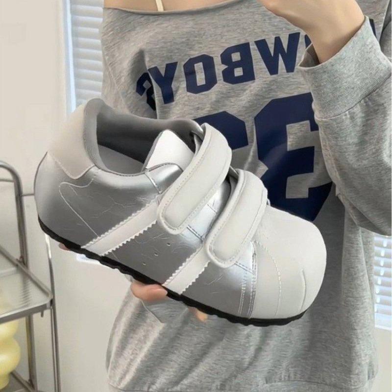 Autumn Velcro Shell Head Bread Shoes Women's New Versatile Inner Height Increase Casual Sports Small Board Shoes