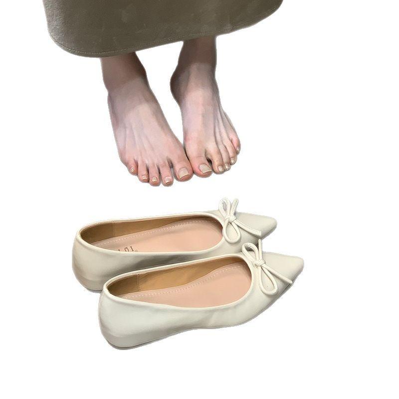 Bow commuter Mary Jane evening shoes pointed commuter single shoes women's new fashion light mouth versatile ladyshoes