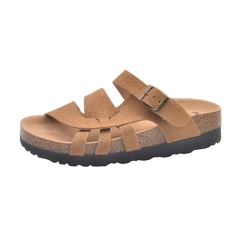 

Fashion Women Suede Clogs Slippers Adjustable Buckle Slip on Footbed Home Clog Slippers Outdoor Beach Sandals with Arch Support 42