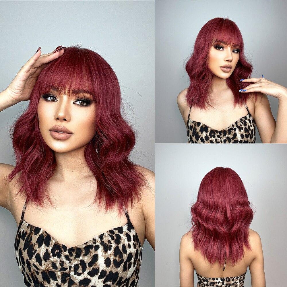 ALAN EATON Long Ombre Brown Synthetic Wig Brown Highlight Middle Part Hair Wig for Women Daily Use Natural Heat Resistant Fiber