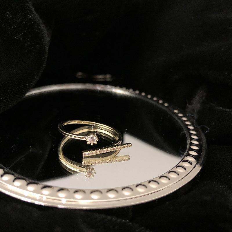 Korean Elegant Fashion Geometric Adjustable Copper Ring For Women Perfect For Ins Style