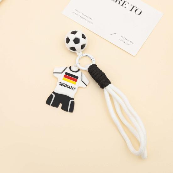 Keychain Pendant, Thick Braided Rope Mini Football Pendant, Soft Rubber Jersey Charm Key Holder, Argentina Brazil Germany Team Colors Fan Gift