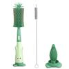3Pcs/Set Baby Bottle Brush Set Silicone Nylon Bristles 360 Degree Deep Cleaning Cup Brush with Rabbit Shaped Holder
