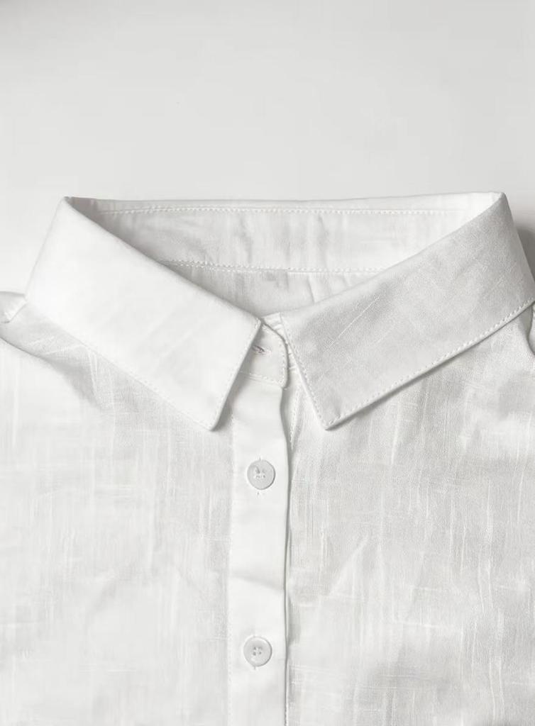 2026 European & American Women's Linen Casual Lapel Shirt - Solid Color, Long Sleeve, Spring Collection