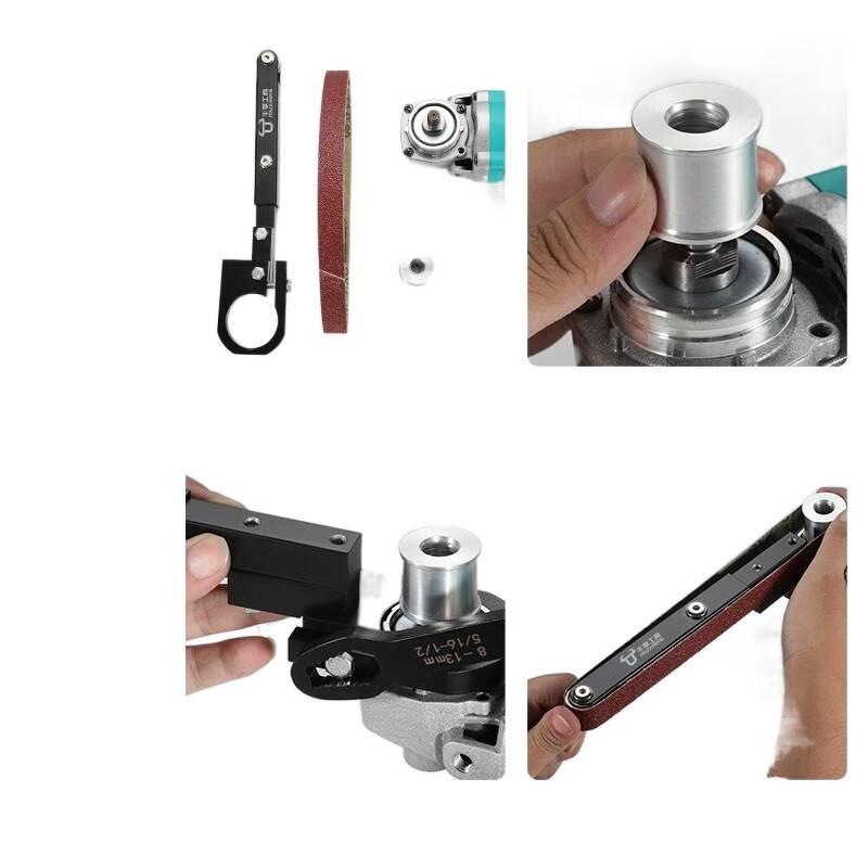 Modified Belt Sander & Polishing Tool for Rust Removal and Woodworking – Pneumatic/Electric Angle Grinder Attachment