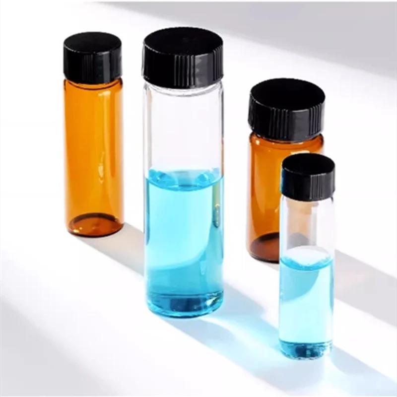 20pcs/lot 3ml 5ml 10ml 15ml 20ml 30ml 40ml 50ml (Clear/ Brown) Glass Seal Bottle Reagent Sample Vials with Plastic Lid Screw Cap