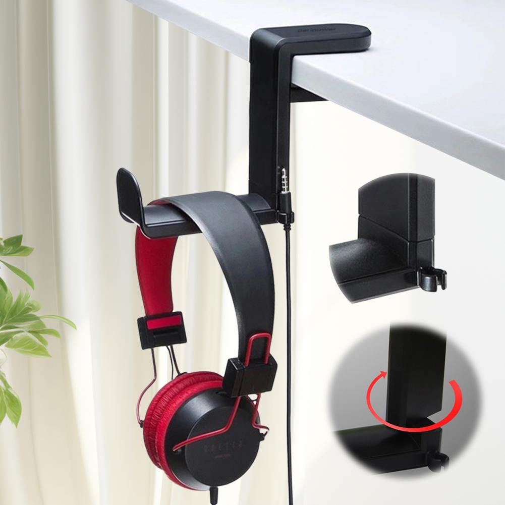 Headphone Stand PC Gaming Headset Stand Under Desk 360 Degree Rotating Headphone Hook Clamp-On Headphone Holder