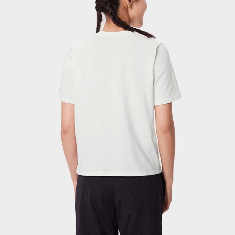 Columbia Logo Print Crew Neck Short Sleeve T-Shirt Women Tops White AR4737-125