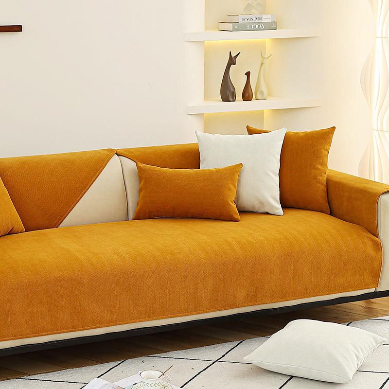 Solid Color Chenille Sofa Cushion Four Seasons Universal Living Room Sofa Seat Cushion Sofa Cover Towel Cover Seat Cushion Non-slip