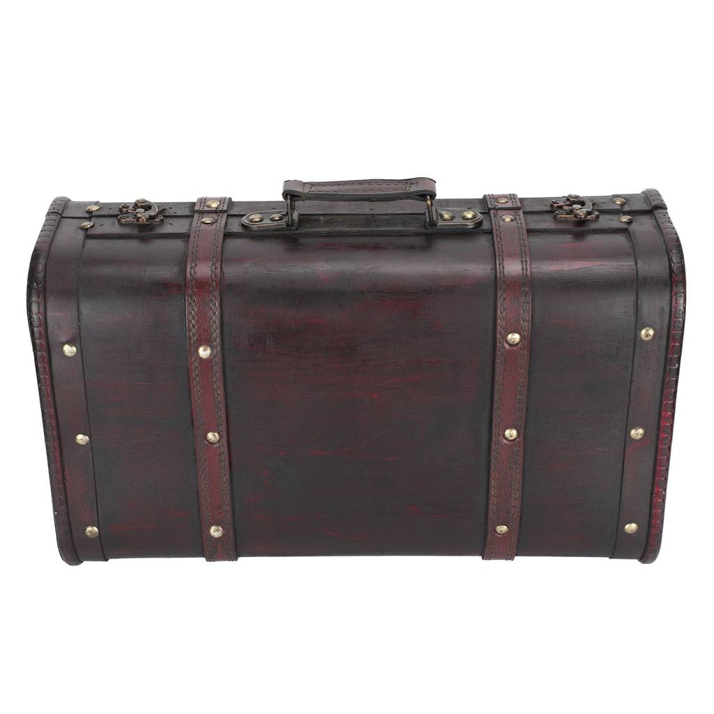 Portable Antique Suitcase Wooden Case Photography Props Craft Decoration Box Ornament