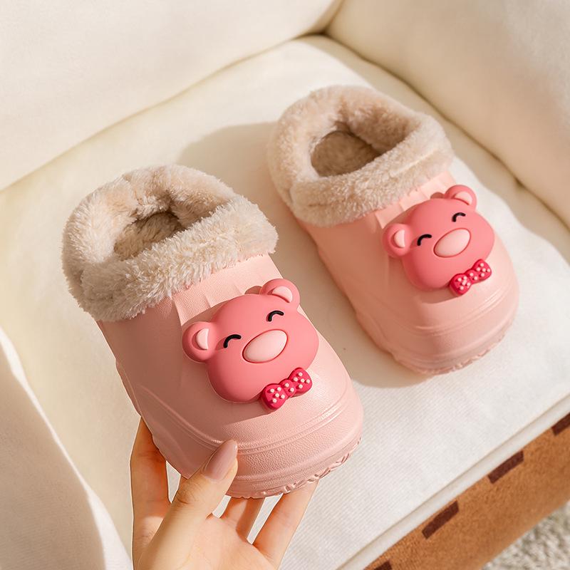 Cozy Waterproof Cotton Slippers for Kids: Warm, Velvet-Lined, EVA, Detachable, for Boys and Girls, Big Kids & Toddlers, Parent-Child Matching