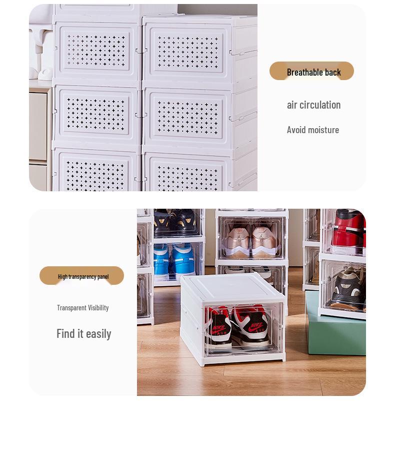 Transparent Multi-Layer Shoe Storage Box with Dustproof Side-Opening Drawer