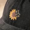 Cross-Border Flower Hat Washing Printing Sunshade Outdoor Cap Duck Tongue Cap Men Women's Solid Color Sunflower Denim Cap