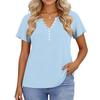 Women’s Casual Short Sleeve V Neck Button Front Blouse Comfortable Relaxed Fit Basic Summer Top for Daily Wear