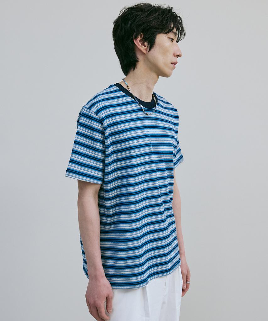 Beleudeunua Log Texture Knit Stripe Tee
