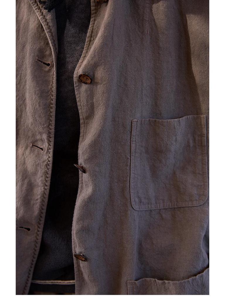 Spring Summer Retro Women's Tea Brown Linen Plus Size Slimming Loose Lapel Shirt Outerwear