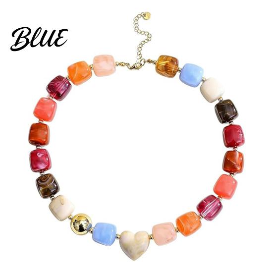 Stylish Neck Accessory Chunky Beaded Choker Bohemian Colorful Beads Necklace