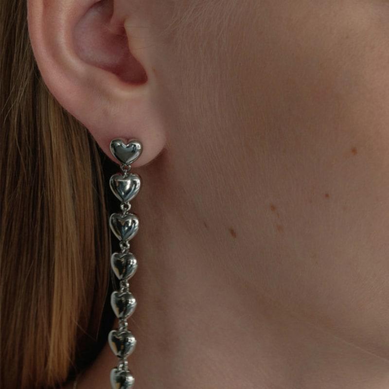 MONDAY EDITION Heartful Moonlight Earrings - Silver