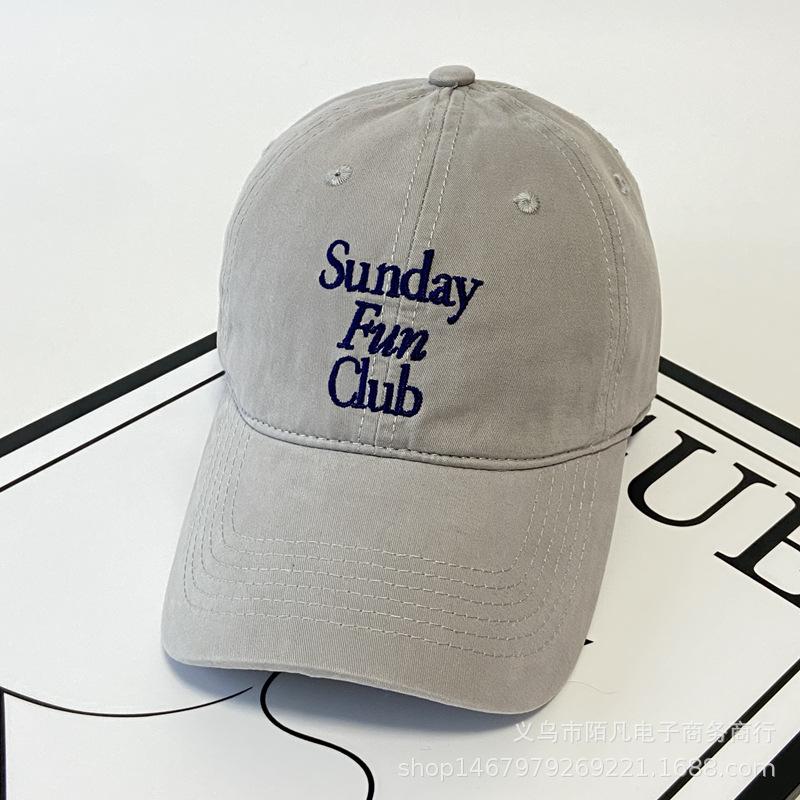 New Cotton Baseball Cap Men's and Women's Sunday Three-row Letter Cap Spring and Summer Wide-brimmed Sun Hat