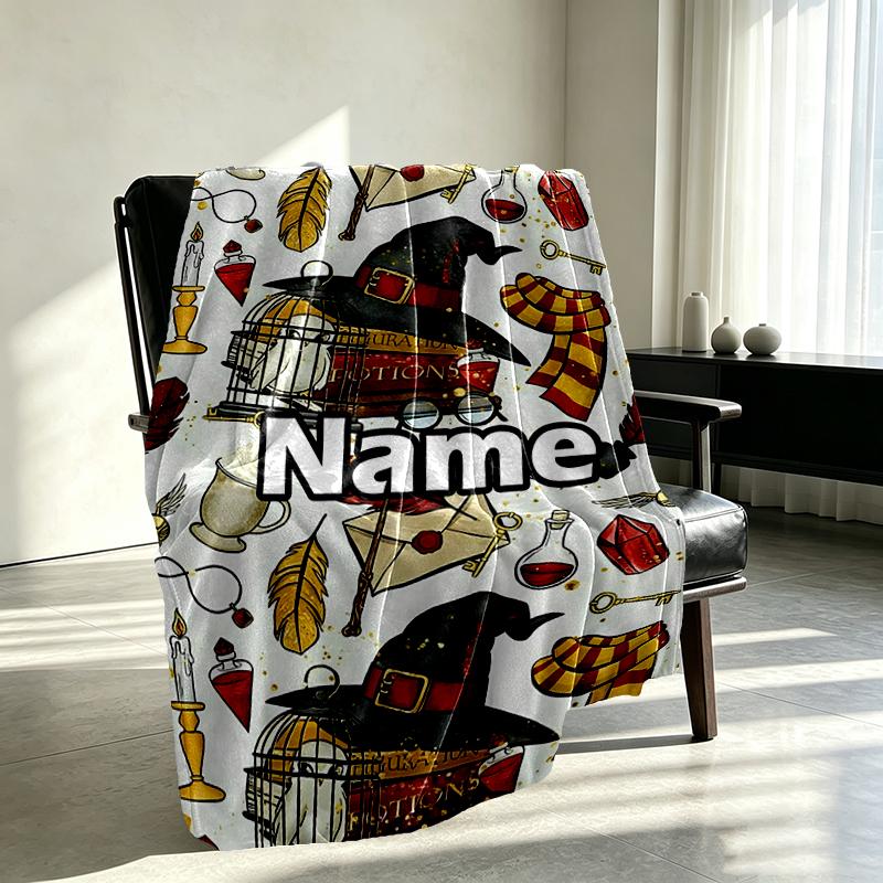 Custom Name Personalized Harry  Potter Print Blankets, Home Decor, Bedroom, Sofa, Camping, Couch, Gifts for Birthday Christmas