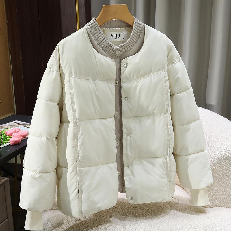 Fake Two-piece Knitted Splicing Down Cotton-padded Jacket for Women's 2025 Autumn and Winter New Women's Clothing Thickened Warm Cotton-padded Jacket